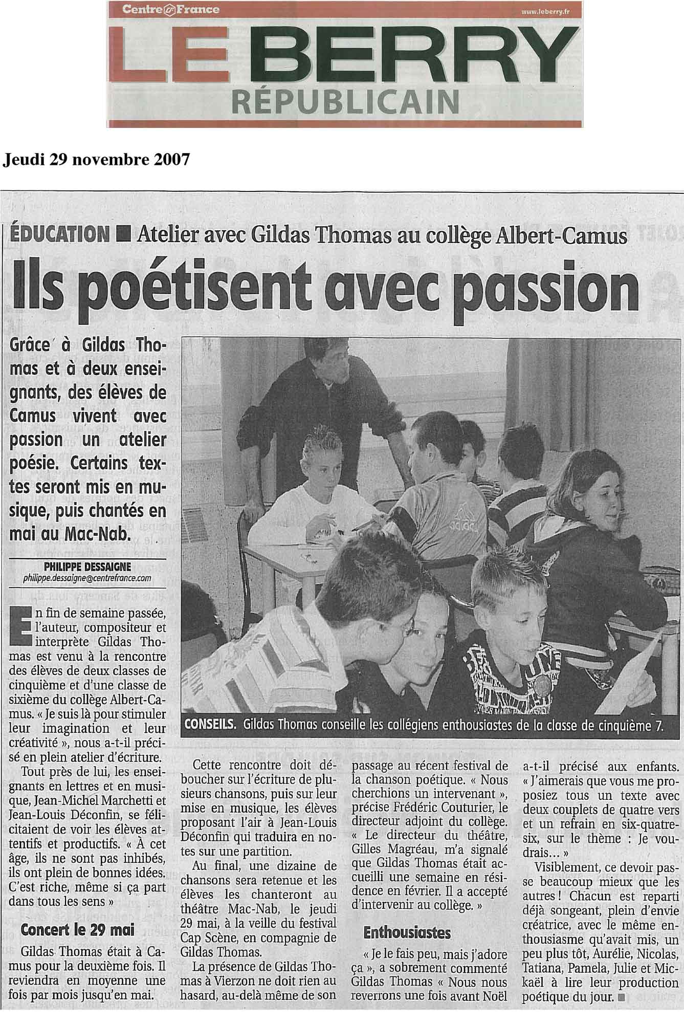 Article de presse sur Gildas Thomas 16