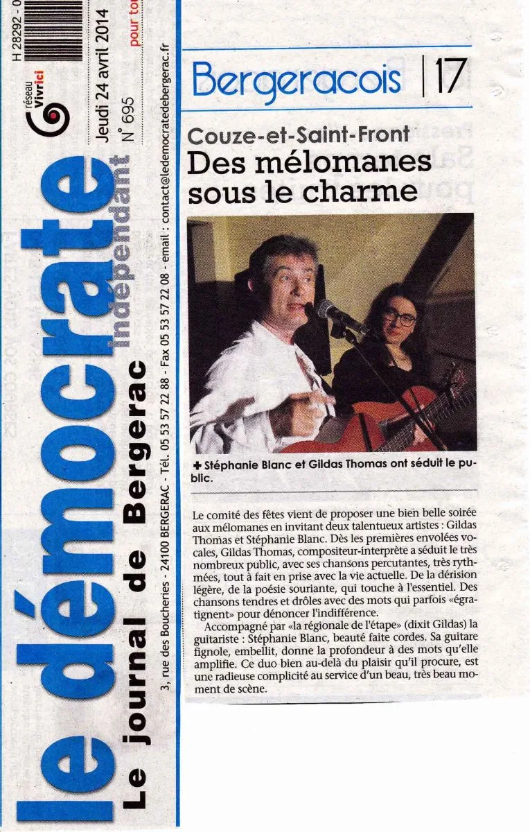 Article de presse sur Gildas Thomas 1