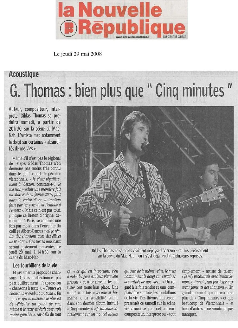 Article de presse sur Gildas Thomas 13
